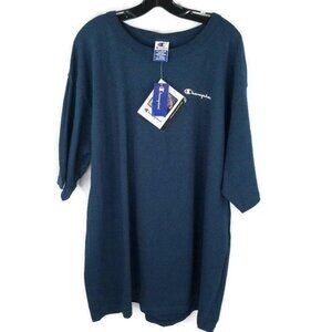 1995 Champion T Shirt Mens XXL New Old Stock Blue Spellout Sleeve Patch Crewneck
